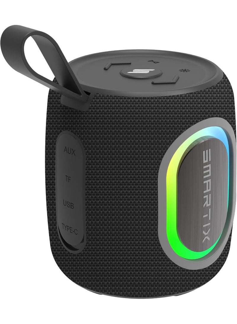 Smartix SoundPod Up Portable Bluetooth Speaker, IPX5 Water Resistant, 10 Meters Transmission, Bluetooth V5.3, Dual Pairing, RGB Light, Support SD Card, AUX, FM Radio (Fabric RGB, Black) - Image 1