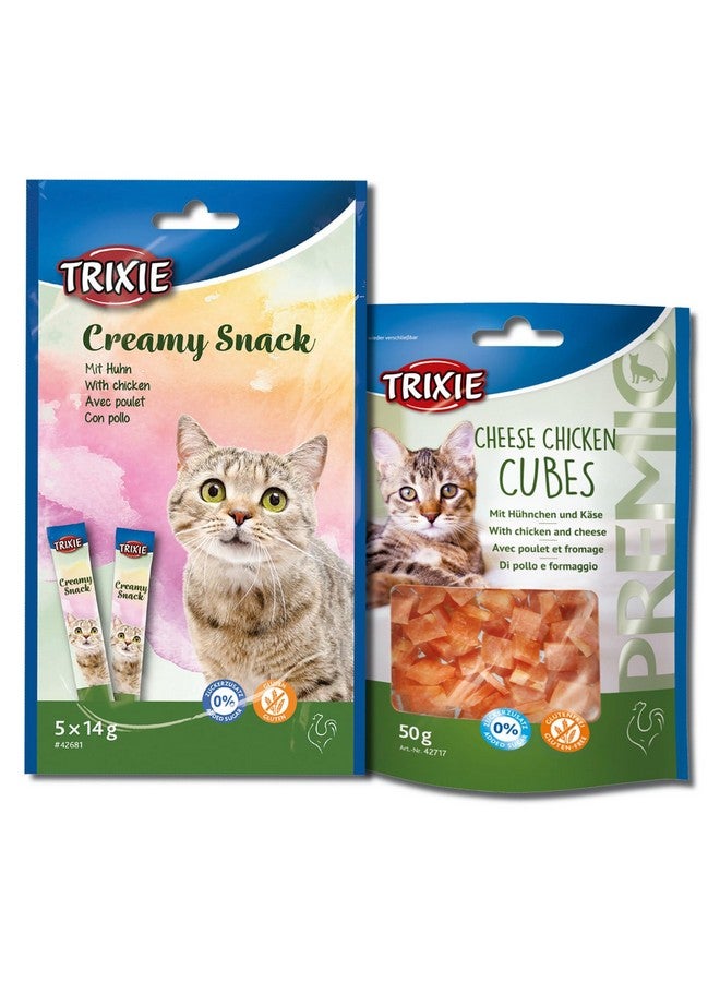 تريكسي مجموعة مكافآت القطط من وجبة الدجاج الكريمية ومكعبات الدجاج بالجبن الفاخر، مكافآت غنية بالعناصر الغذائية للقطط، مناسبة لجميع السلالات - (عبوة من قطعتين) - Image 1