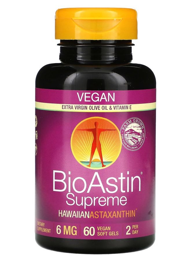 Nutrex Hawaii - BioAstin Supreme Hawaiian Astaxanthin 6 mg 60 Vegan Soft Gels - Image 1