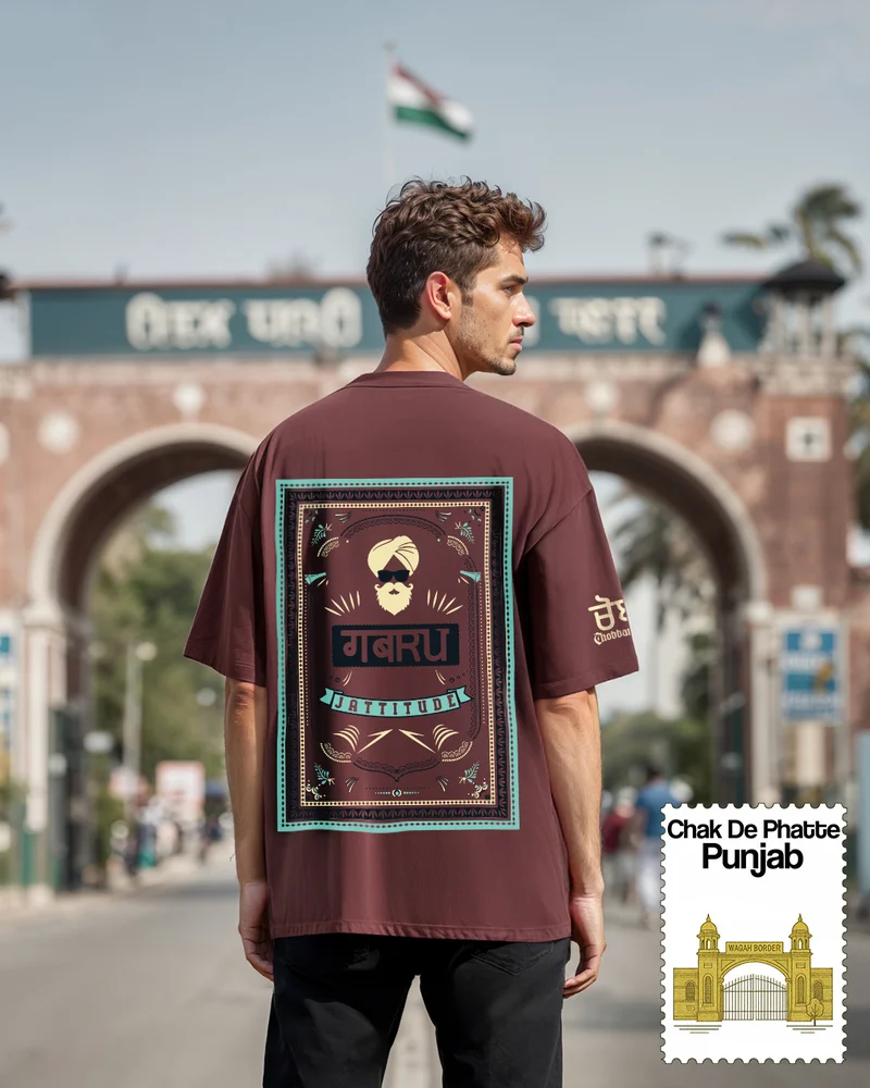 بيواكوف تيشيرت رجالي كبير الحجم مطبوع عليه شعار جيتيتيود بلون بني شوكولاتة