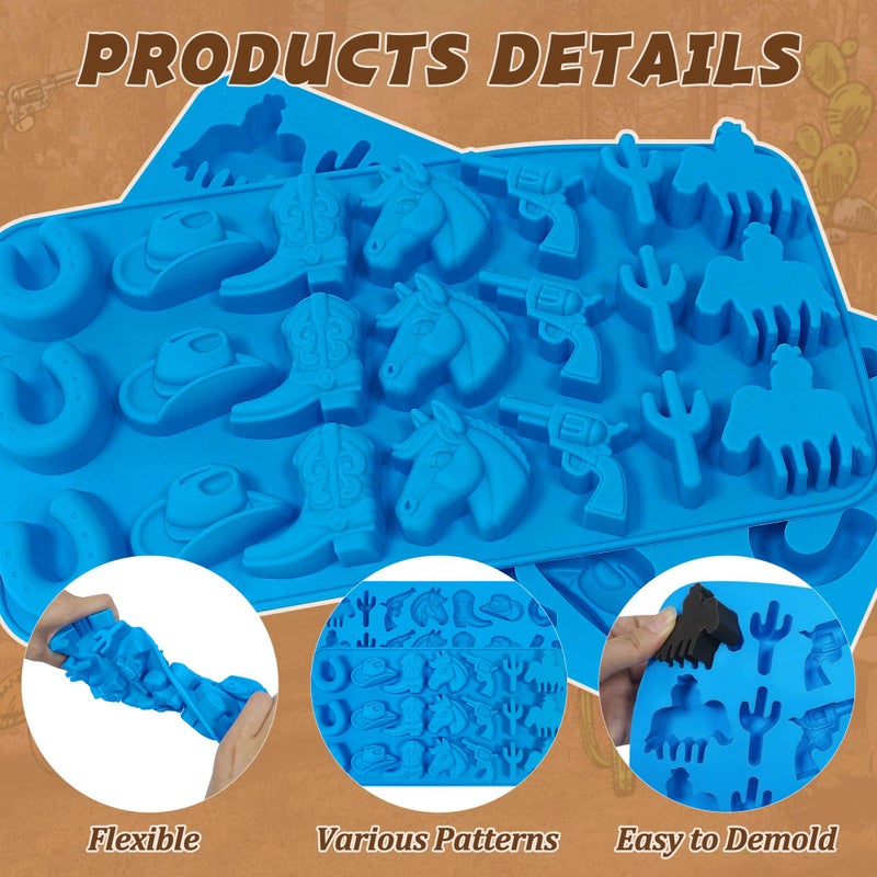 Sidosir 3Pcs Cowboy Chocolate Silicone Molds, Western Theme Cowboy Horse Boots Hat Mold for Baking, Cowboy Gummy Candy Mold for Cupcake Decorations (Cowboy Molds) - Image 5