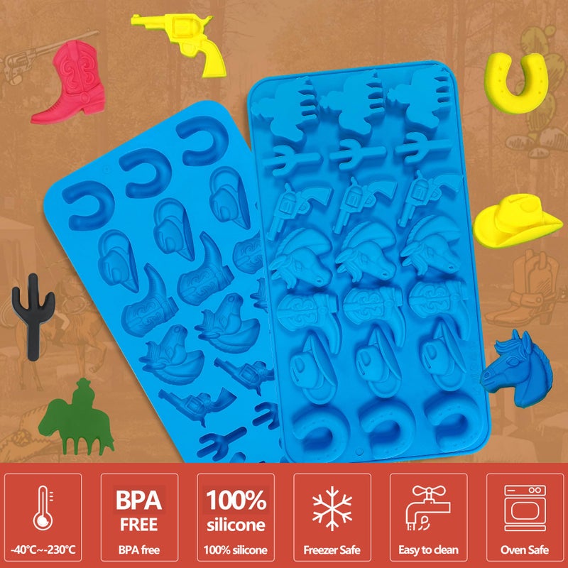 Sidosir 3Pcs Cowboy Chocolate Silicone Molds, Western Theme Cowboy Horse Boots Hat Mold for Baking, Cowboy Gummy Candy Mold for Cupcake Decorations (Cowboy Molds) - Image 4