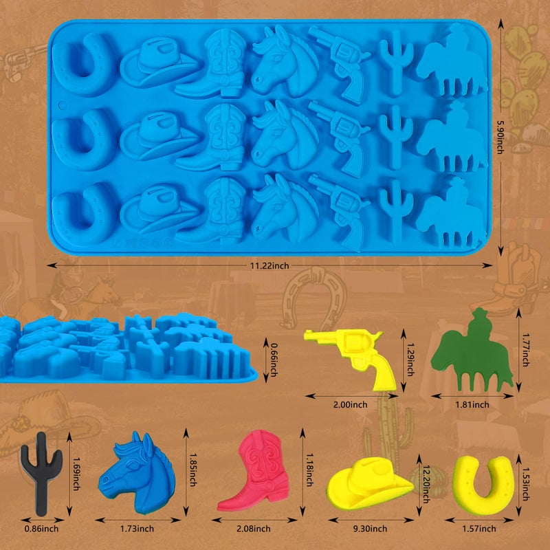 Sidosir 3Pcs Cowboy Chocolate Silicone Molds, Western Theme Cowboy Horse Boots Hat Mold for Baking, Cowboy Gummy Candy Mold for Cupcake Decorations (Cowboy Molds) - Image 2