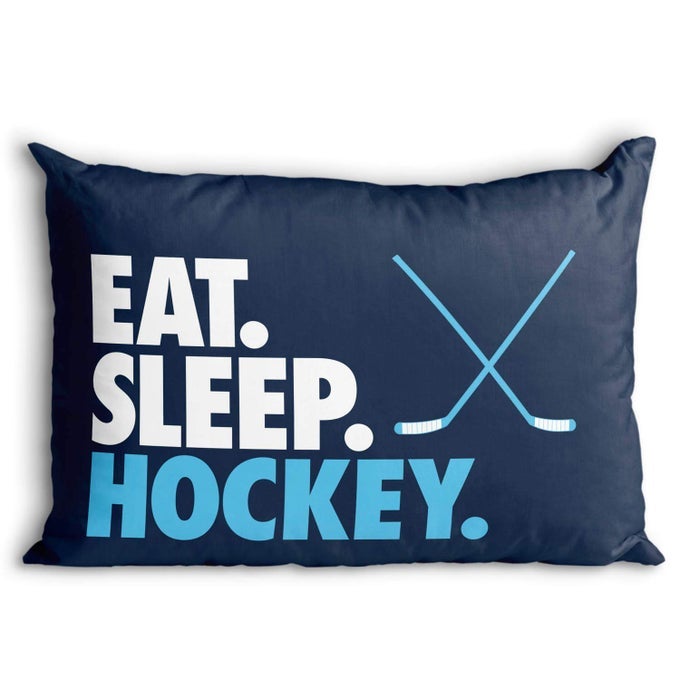 EAT SLEEP HOCKEY PILLOWCASE HOME DECOR NAVY
