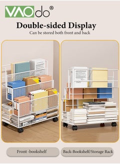 VAOdo 4 Tier Standing File Organizer with Wheels, Large Capacity Under Desk File Holder, Slim Rolling File Cart, Paper Letter Tray Storage Cart for Home, Office, Study  - Image 5