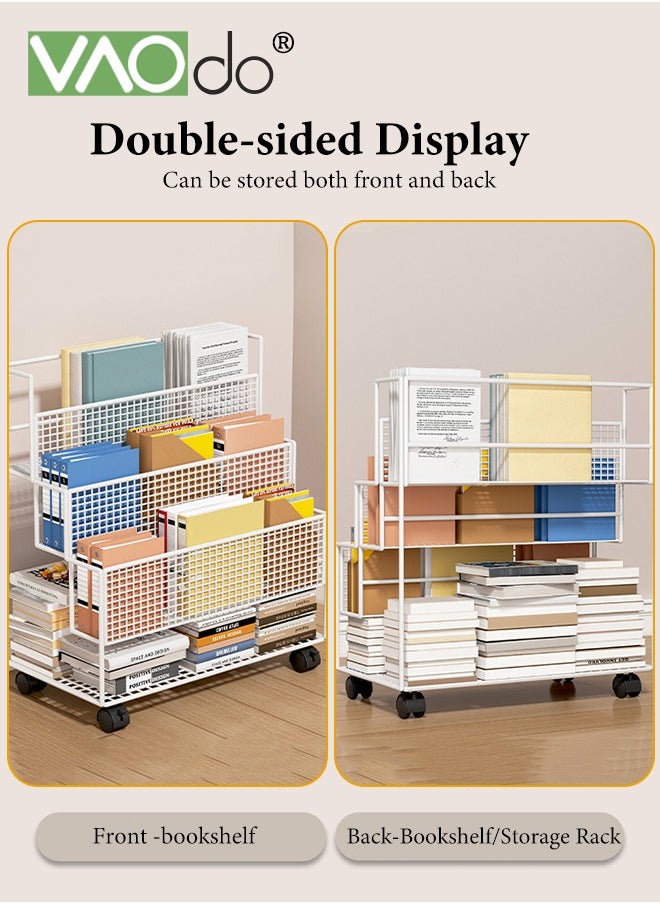 VAOdo - 4 Tier Standing File Organizer with Wheels, Large Capacity Under Desk File Holder, Slim Rolling File Cart, Paper Letter Tray Storage Cart for Home, Office, Study - Image 1