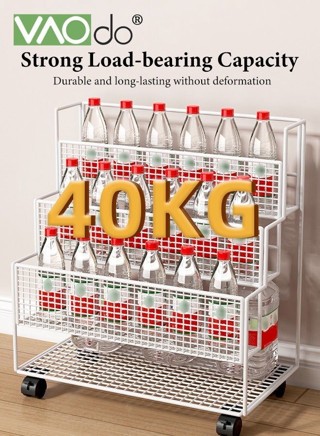 VAOdo 4-Tiered Standing File Organizer with Universal Pulley, Large Capacity Stable Load-Bearing Under Desk File Holder, Rolling Book Shelf, Paper Letter Tray Storage Cart for Home, Office,  School - Image 4