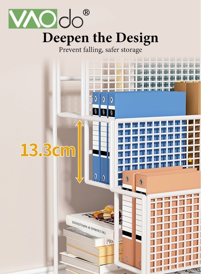 VAOdo 4-Tiered Standing File Organizer with Universal Pulley, Large Capacity Stable Load-Bearing Under Desk File Holder, Rolling Book Shelf, Paper Letter Tray Storage Cart for Home, Office,  School - Image 3