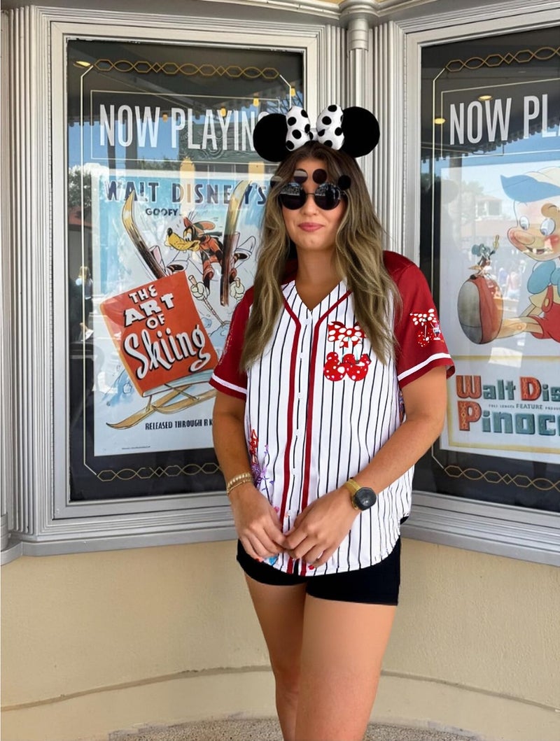 UNIQUEONE Magical Shirt for Women Baseball Jersey Magic Hawaiian Shirts Family Vacation Button up Tops Red - Image 4