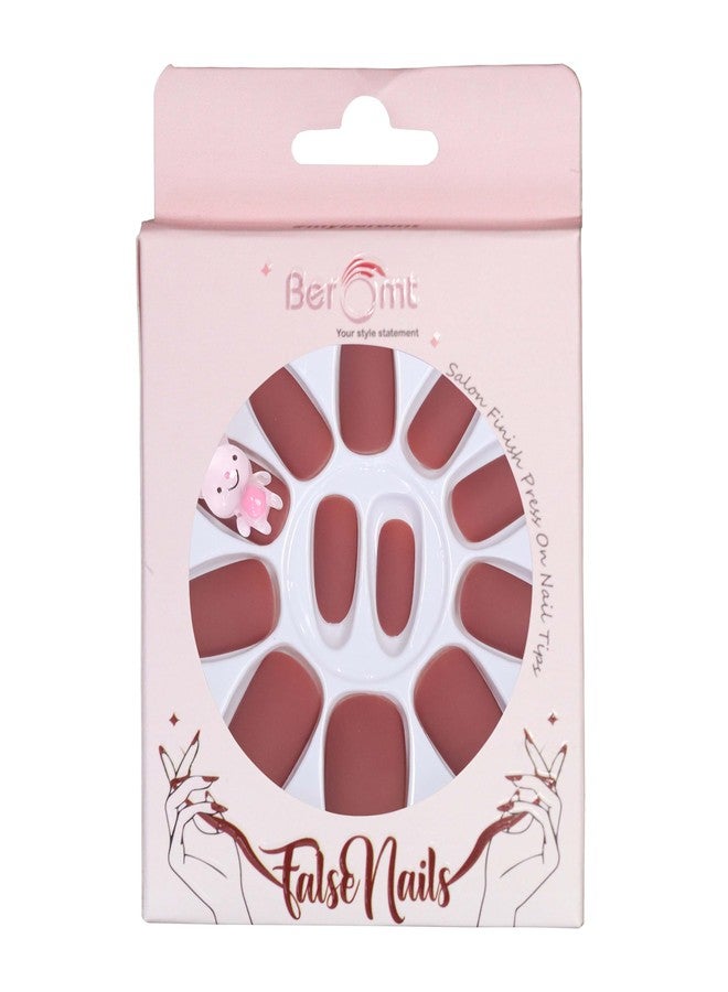Beromt false Nails Beromt Cute Charm Nails Practice Hand for Acrylic Nails, Flexible Adjustable False Fake Nail Training party fake nails with nail jewelry adhesive sticker included Round - BFNC02CC - Image 4