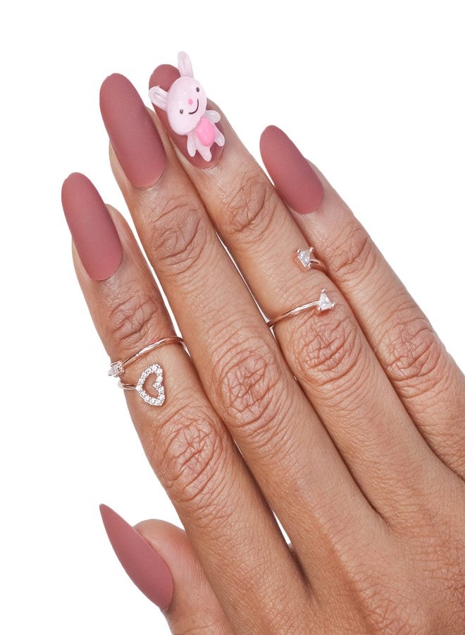 Beromt false Nails Beromt Cute Charm Nails Practice Hand for Acrylic Nails, Flexible Adjustable False Fake Nail Training party fake nails with nail jewelry adhesive sticker included Round - BFNC02CC - Image 2
