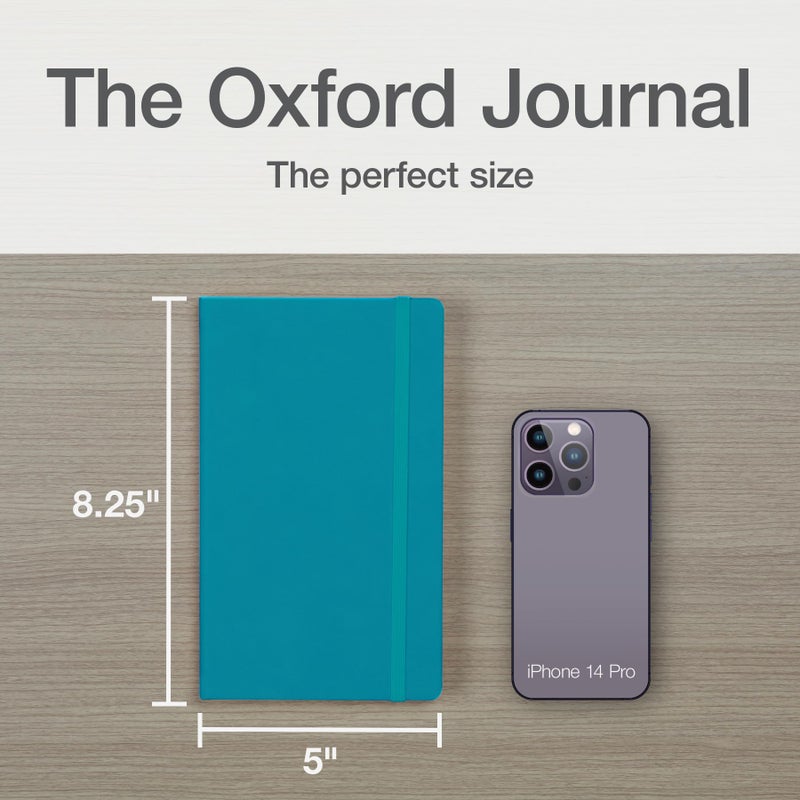 Oxford Journal, Lined Writing Notebook, Writer's Journal, Classic Notebook for School or Office, 240 Pages of Lined Ivory Paper, 5" x 8.25", Teal Hardcover (1014493) - Image 2