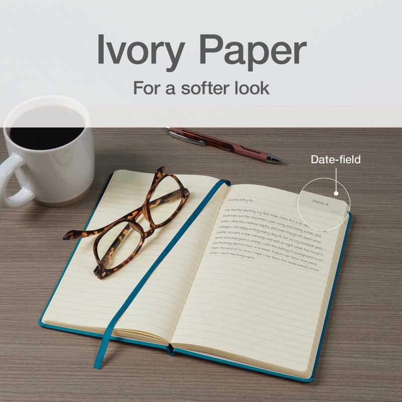 Oxford Journal, Lined Writing Notebook, Writer's Journal, Classic Notebook for School or Office, 240 Pages of Lined Ivory Paper, 5" x 8.25", Teal Hardcover (1014493) - Image 5