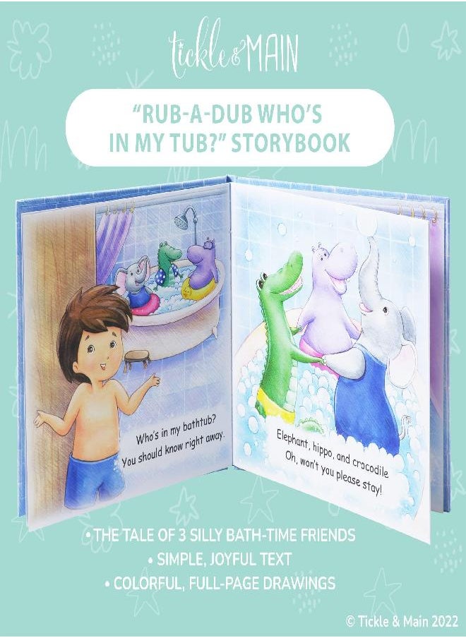 Tickle & Main Tickle & Main Rub-a-Dub Gift Set, 5-Piece Bath Set Includes Elephant Hooded Towel, 3 Jungle Safari Squirt Toys, and Book for Boys and Girls!  - Image 3