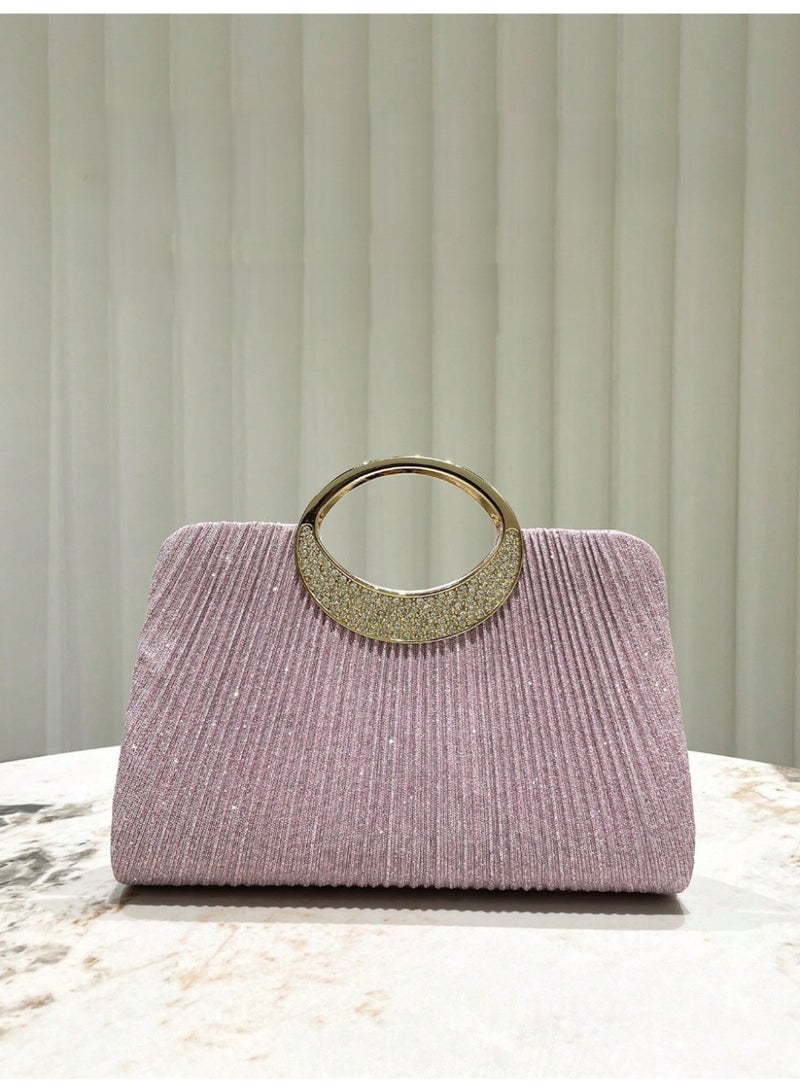 شنطة ساتشيل نسائية  لامعة مرصعة بالأحجار حقيبة يد فاخرة وسلسلة قابلة للفصل للارتداء على الكتف - Image 1