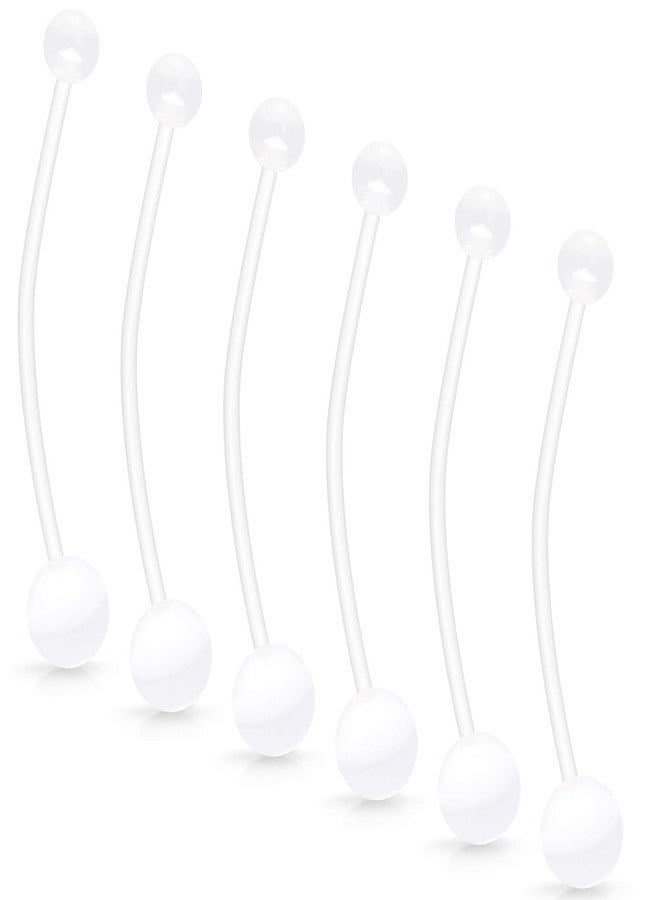 Hoeudjo 14G 1 1/2 Inch CZ Sports Pregnancy Maternity Flexible Bioplast Long Belly Button Rings Navel Retainer Body Piercing Set of 6 Clear - Image 1