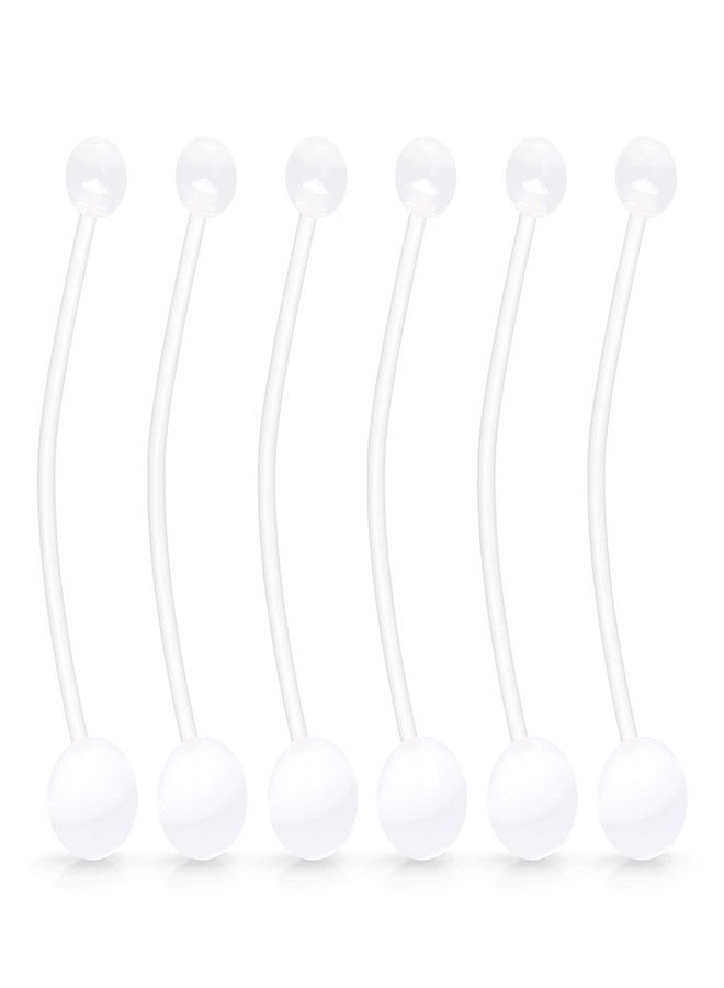 Hoeudjo 14G 1 1/2 Inch CZ Sports Pregnancy Maternity Flexible Bioplast Long Belly Button Rings Navel Retainer Body Piercing Set of 6 Clear - Image 2