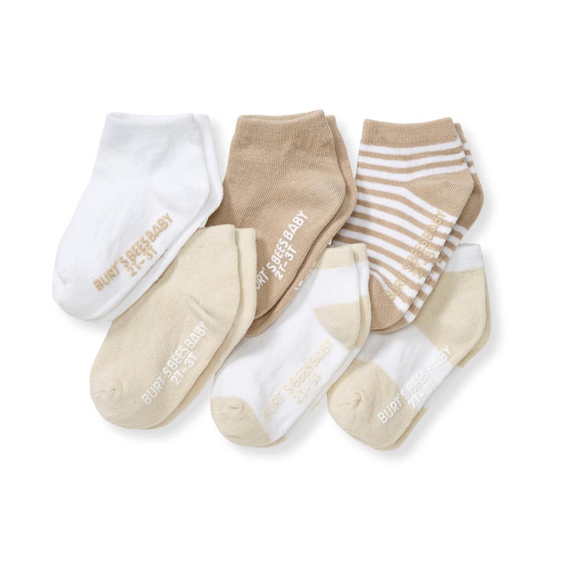 Burt's Bees Baby Baby Socks Ankle or Crew Height Made with Soft Organic Cotton - 6 Packs With Non-Slip Grips for Babies and Newborn Babies - Image 4