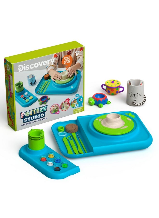 Discovery Kids - Discovery™ Pottery Studio Motorized Clay Art Station - Complete Set With Pottery Wheel, 3 Molds, Tools, Paints, & Air-Dry Clay For Kids| Arts And Crafts Toy For Boys Girls| Art Supplies Activity Kit - Image 1