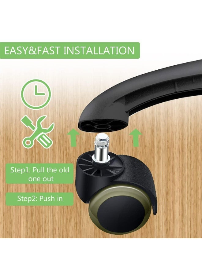 CMGTYYD Office Chair Caster Wheels Replacement, Universal Desk Gaming Chair Casters, Furniture Casters for Carpet and Hardwood Floors, Set of 5 - Image 4