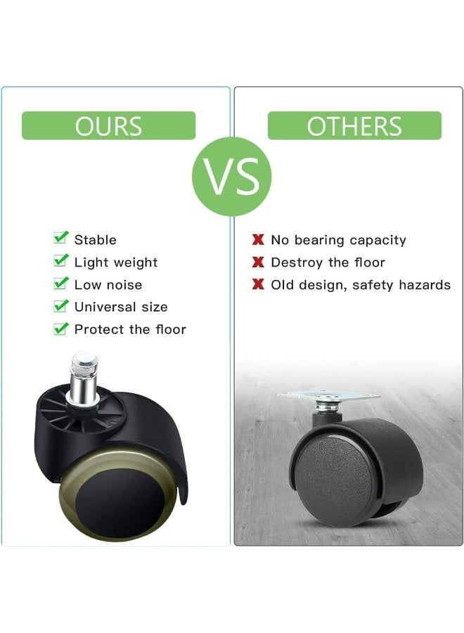 CMGTYYD Office Chair Caster Wheels Replacement, Universal Desk Gaming Chair Casters, Furniture Casters for Carpet and Hardwood Floors, Set of 5 - Image 3