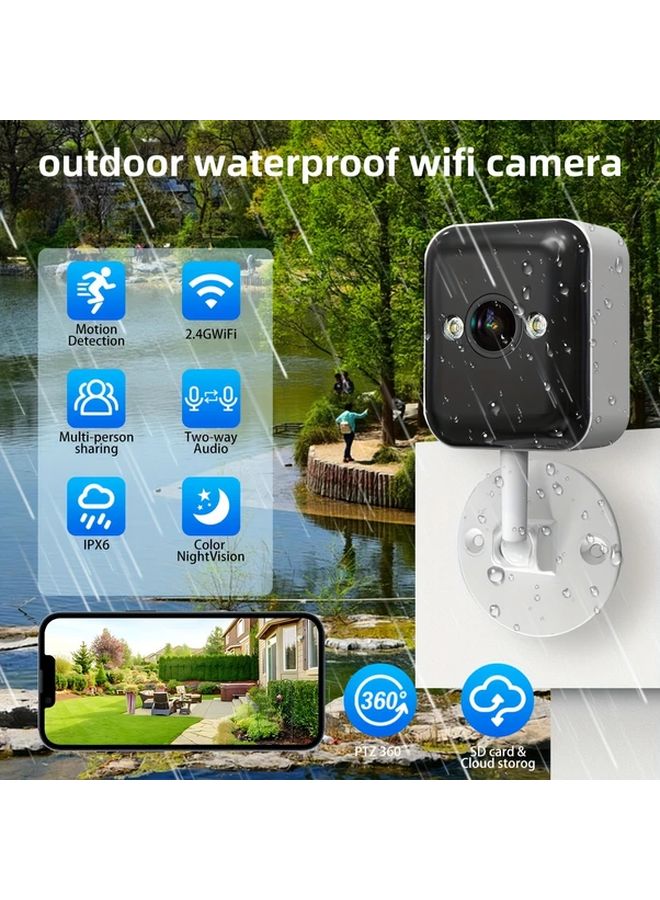 1080P Outdoor WiFi Camera Motion Detection Night Vision 2 Way Audio 360 View QAZ Color - Image 2