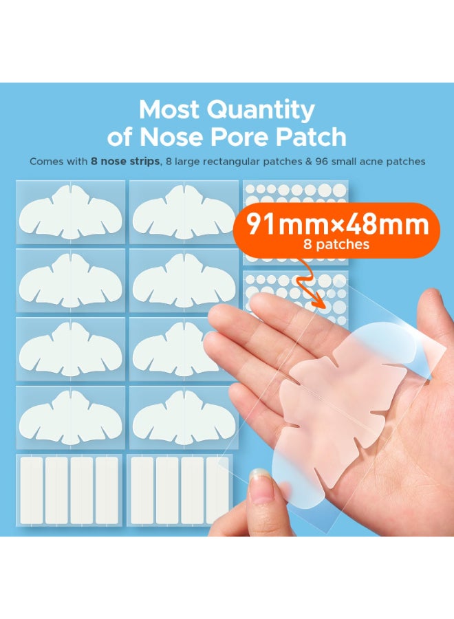TKTK Hydrocolloid Nose Patches XL Nose Pore Strips 91 x 48 mm Large Hydrocolloid Acne Pimple Patches for Face Cover Zit Blemishes Absorb Oil Nose Contoured Strip Dots 5 Sizes 112 Count - Image 4