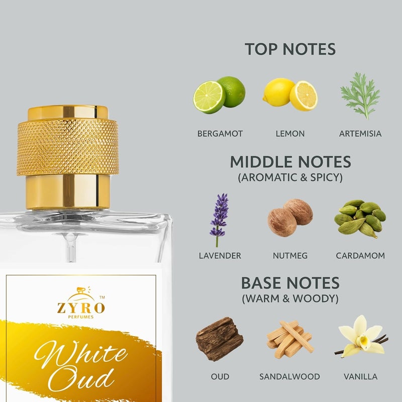 ZYRO ZYRO White Oud Extrait de Parfum Long Lasting EDP with Bergamot Rose Sandalwood 50 ML Unisex Perfume  - Image 2