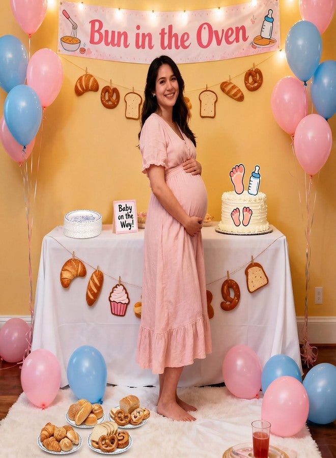 LemonRoad 48 Pcs 9 Inches Bun in the Oven Baby Shower Supplies Paper Plates Disposable Tableware Bun in the Oven Themed Announcement Baby Shower Decoration Hand Drawn for Bread Party - Image 4