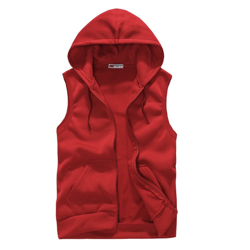 Foreign trade wholesale 2018 autumn new hooded cardigan coat couple Sports Leisure simple sleeveless vest vest Black - Image 3