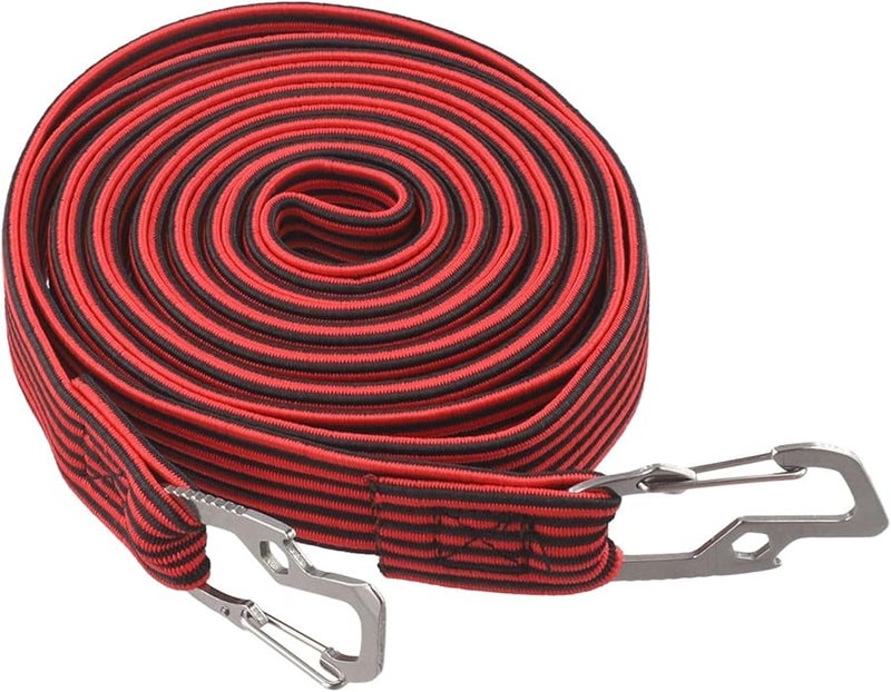 Heavy Duty Bungee Flat Rope With Hooks For Outdoor Use Red 4 Meters - Image 3