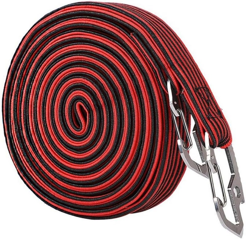 Heavy Duty Bungee Flat Rope With Hooks For Outdoor Use Red 4 Meters - Image 4
