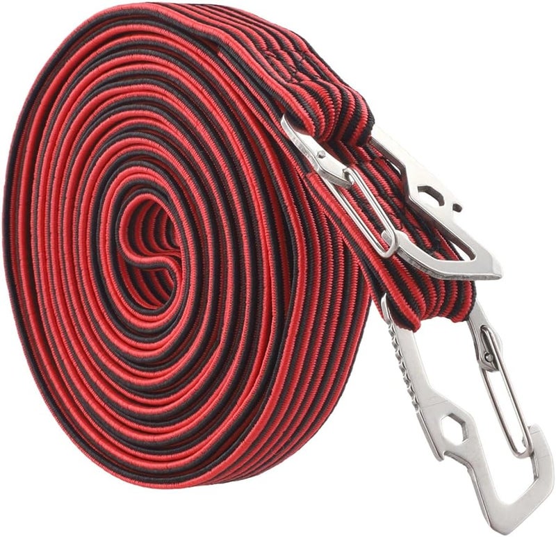 Heavy Duty Bungee Flat Rope With Hooks For Outdoor Use Red 4 Meters - Image 2