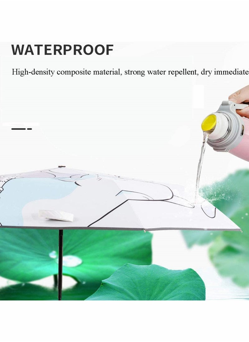 SYOSI - Windproof Travel Umbrella, Automatic Open Umbrella, Small Compact Light, Cartoon Waterproof and UV, Strong Steel Shaft, Mini, Folding and Portable for Girls Boys Kids and Women - Image 1