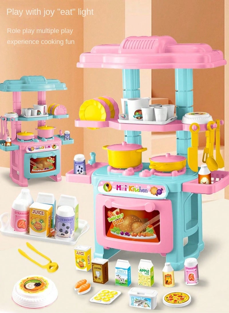 Kids Kitchen Playset - 48-Piece Cooking Toy Set with Realistic Utensils, Sink, Oven, and Draining Rack; Encourages Role Play and Hands-On Learning, Perfect for Ages 3-6,Color Random  - Image 1