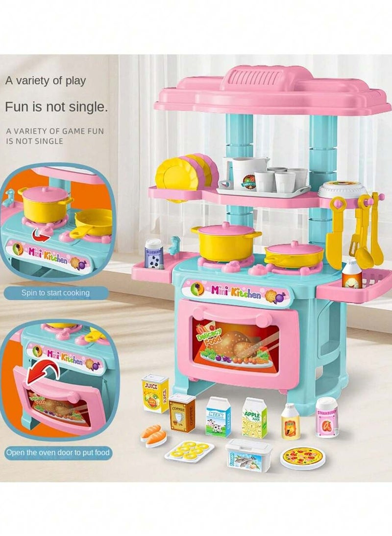 Kids Kitchen Playset - 48-Piece Cooking Toy Set with Realistic Utensils, Sink, Oven, and Draining Rack; Encourages Role Play and Hands-On Learning, Perfect for Ages 3-6,Color Random  - Image 2