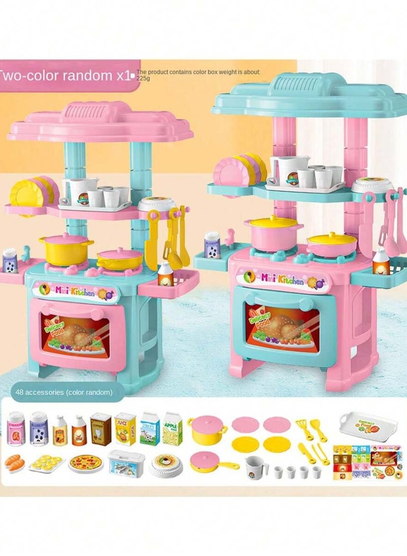 Kids Kitchen Playset - 48-Piece Cooking Toy Set with Realistic Utensils, Sink, Oven, and Draining Rack; Encourages Role Play and Hands-On Learning, Perfect for Ages 3-6,Color Random  - Image 3