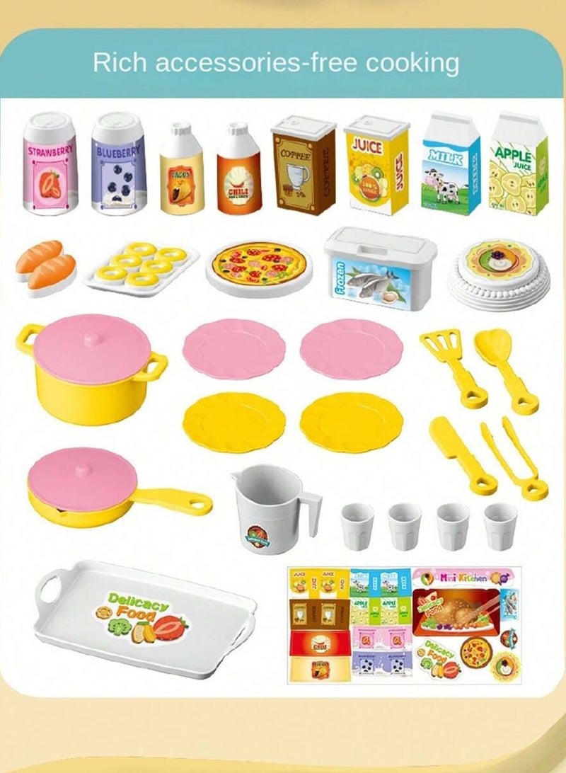 Kids Kitchen Playset - 48-Piece Cooking Toy Set with Realistic Utensils, Sink, Oven, and Draining Rack; Encourages Role Play and Hands-On Learning, Perfect for Ages 3-6,Color Random  - Image 4