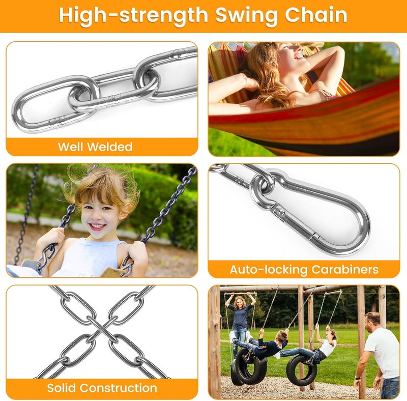 Syocsek 2 Pack 30 Inch Heavy Duty Chains for Swing, 440LB Hanging Chair Chain with 5/16 Thick Clasps, Adjustable Stainless Steel Chain Extension for Porch Tree Swing Hammock Chair Boxing Bag Yoga Gym - Image 3