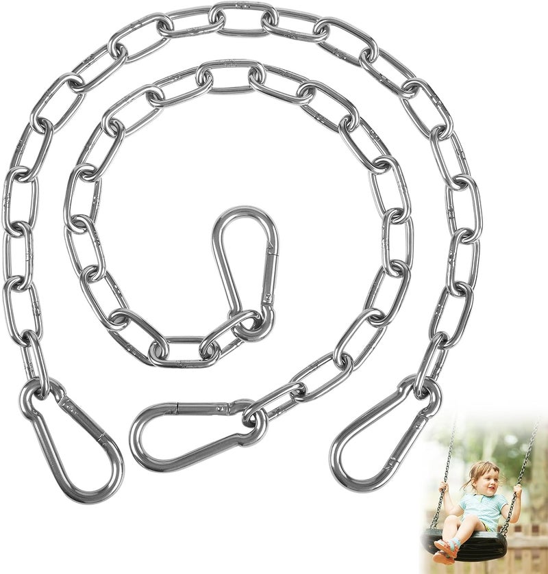 Syocsek 2 Pack 30 Inch Heavy Duty Chains for Swing, 440LB Hanging Chair Chain with 5/16 Thick Clasps, Adjustable Stainless Steel Chain Extension for Porch Tree Swing Hammock Chair Boxing Bag Yoga Gym - Image 1