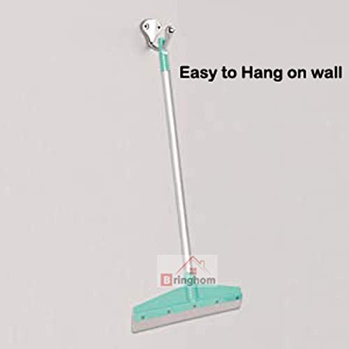 Bringhom Set of 2pcs Small Size Bathroom Floor Cleaning Wiper Water Squeegees Combo (Handle : 24in, Flap : 12in, 2U Aqua Green) - Image 3