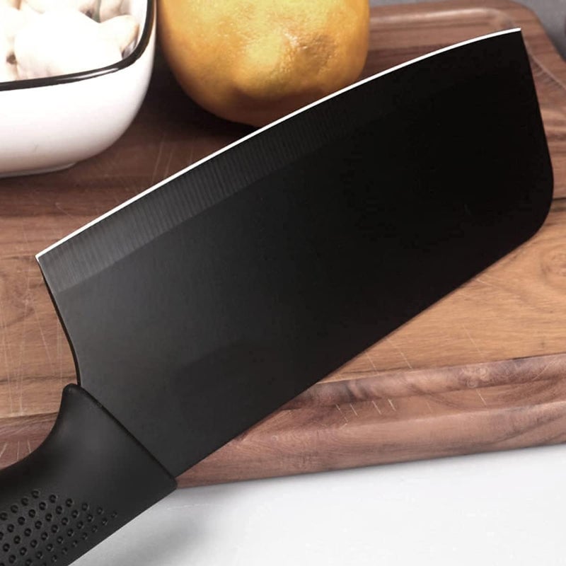 Capmora Premium Stainless Steel Kitchen Knife Set Chefs Knife Butcher Knife Sharp NonStick Soft Handles Cutting Meat Heavy Duty Blade Butcher Meat Knife Black BladeAC - Image 5