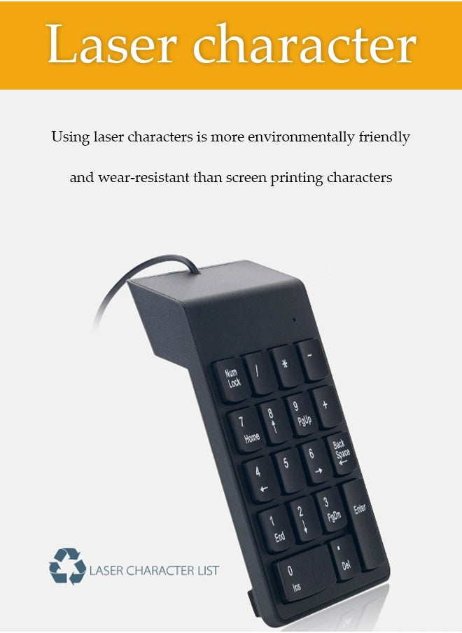 Generic - Numeric Keypad,USB Number Pad, USB 18 Key Number Numeric Keypad Keyboard for Laptop/Notebook PC Computer - Image 1