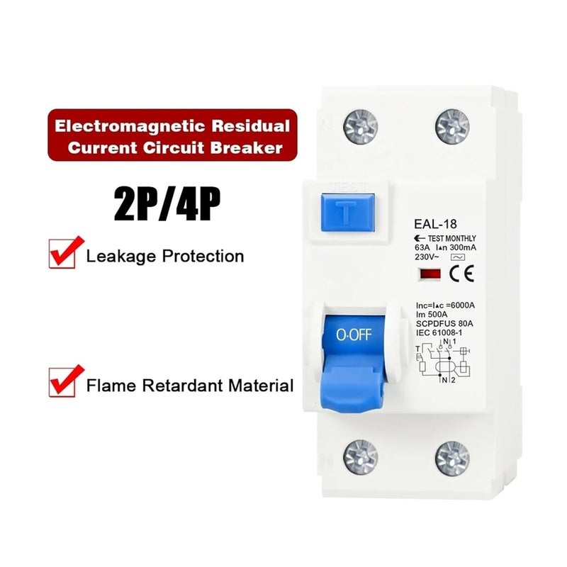 Electromagnetic RCCB RCD ELCB Residual Current Circuit Breaker 4P 40A 300mA Safety Switch - Image 4