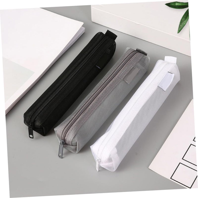 2piezas Estuches Transparentes Para Lápices Bolsas De Organizador De Papelería Diseño De Malla Para Material De Oficina y Maquillaje - Image 2