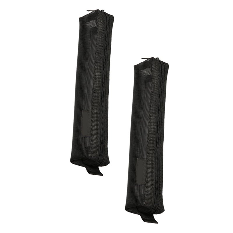 2piezas Estuches Transparentes Para Lápices Bolsas De Organizador De Papelería Diseño De Malla Para Material De Oficina y Maquillaje - Image 1