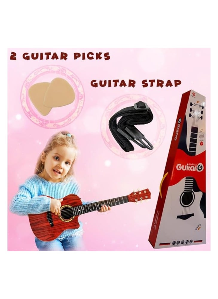 UKR UKR 32-Inch Kids Wooden Guitar – 6-String Acoustic Music Learning Instrument for Beginners, Perfect for Young Musicians Ages 3+, Maroon  - Image 3