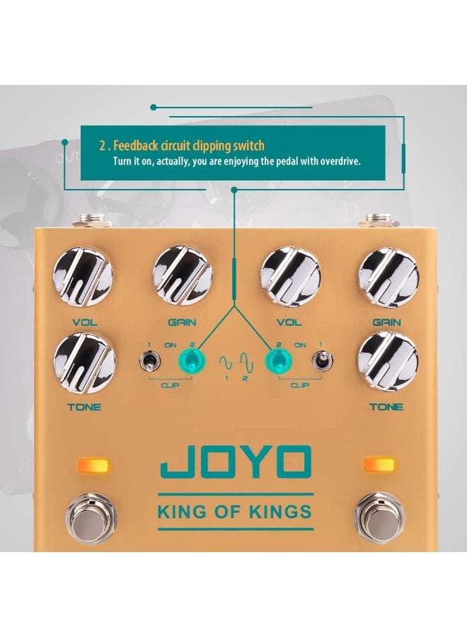 جويو دواسة جيتار كهربائي JOYO R-20 أوفر درايف مزدوجة بقناتين مستقلة وتأثير كرنش تناظري حقيقي مع نظام تمرير مباشر حقيقي - Image 5