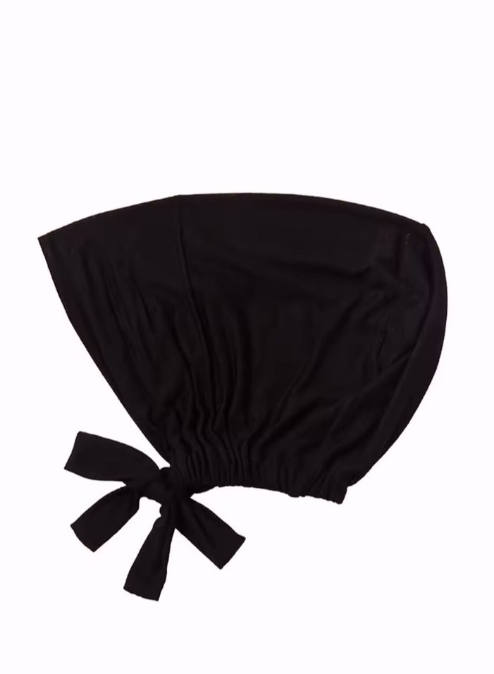 Perfectory Women's Jersey Turban Cap with Tie-Back Closure, Muslim Head Wrap Bonnet- Sweet Cream  - Image 2