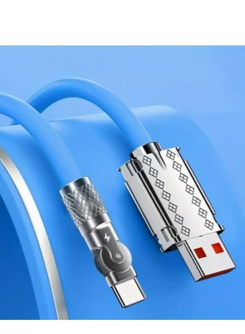 Type C Charger Fast Charging Cable 180° Rotation Long Lightning Charger Cable Fast Charging Cord for Android & Type-C & IOS